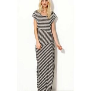 Trouvé Striped Panel Lightweight Maxi Dress Size Small Gray Modern Parisian